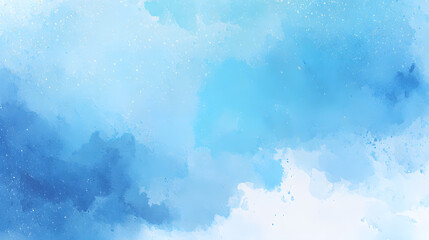 A modern watercolor background featuring a central expanse of untouched white space framed by gently feathered blue hues in the corners. The pigments vary in saturation, creating artistic textures