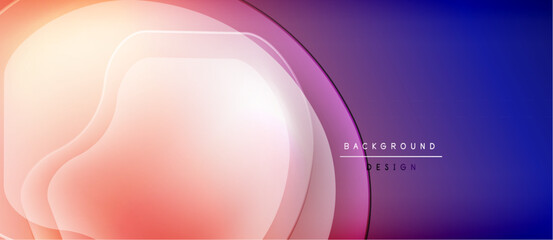 Abstract fluid shapes blend pink, purple hues. Modern design evokes movement, depth. Minimal text adds subtle branding element.