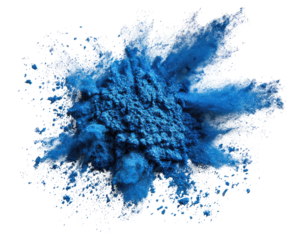 vibrant blue powder explosion dynamic burst of particles.