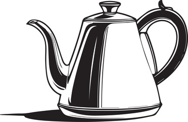 Elegant Teapot: A monochromatic image of a sleek, shiny teapot, with a minimalist style and a classic design, suggesting simplicity and sophistication.