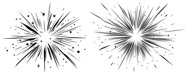 PNG Vintage starburst design elements, element set on transparent background