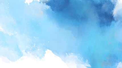 A minimalist artistic background with a large central blank white space intended for copy, bordered by light blue watercolor stains at the edges. The pigments appear hand-painted, softly feathered