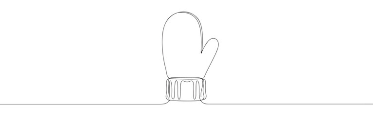 Mitten line art. Winter background. Gloves continuous one line drawing.