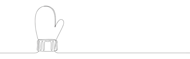 Mitten line art. Winter background. Gloves continuous one line drawing.