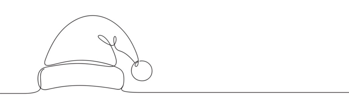 Santa Claus line art. Christmas xmas minimal simple art. Santa continuous one line drawing.