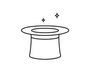 Simple black outline of a top hat with sparkle