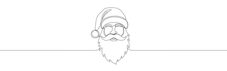Santa Claus line art. Christmas xmas minimal simple art. Santa continuous one line drawing.