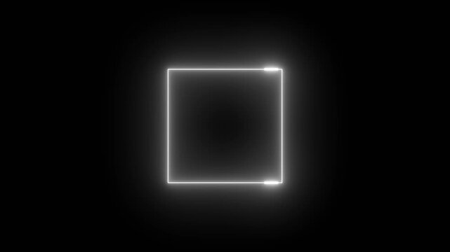 Abstract Square frame silver color laser line animation isolated on black background