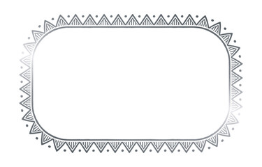 Silver Ornate Frame with Geometric Pattern on White Background.