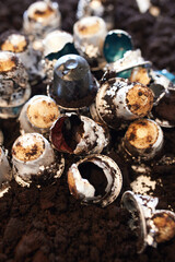 Pile of old vintage rusty thimbles