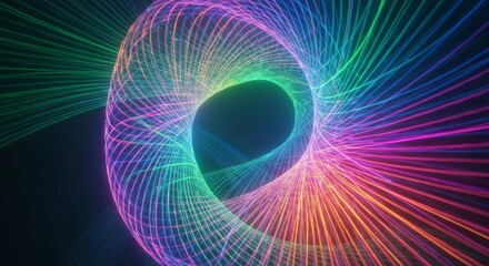 Colorful Abstract Swirl with Light Trails and Dynamic Patterns