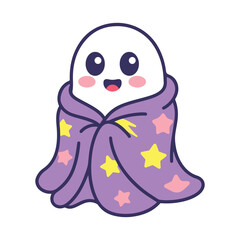 Cute Ghost in Star Blanket