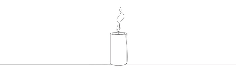 Candle continuous one line drawing. Burning candle symbol. Vector illustration.