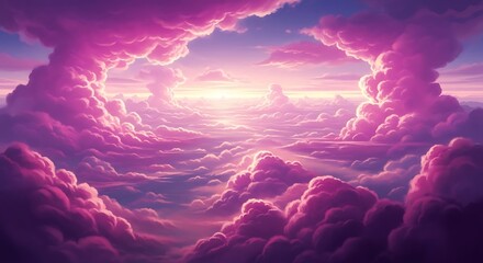 Vibrant Pink Clouds Forming a Heavenly Gateway at Sunrise purple