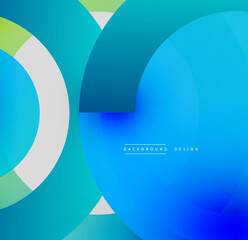 Abstract geometric shapes overlap. Blue, green hues dominate composition. Modern design element for backgrounds.