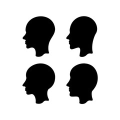 Four Black Head Silhouettes Showing Different Head and Facial Features