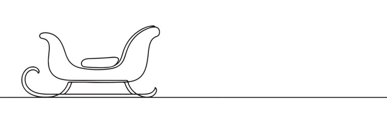Santa's sleigh line art. Sleigh continuous one line drawing.