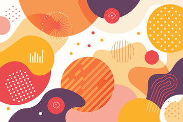 Playful Cat Illustration with Abstract Background in CMYK Colors for Creative Projects