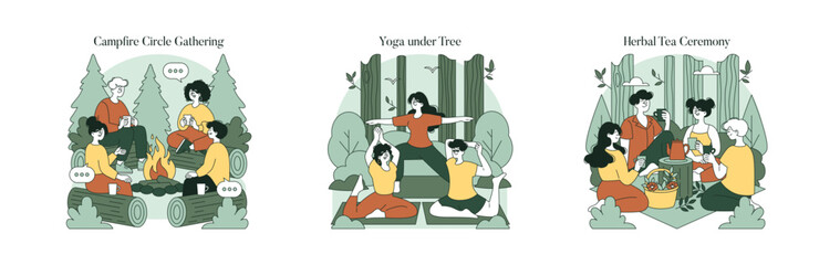 Campfire Circle Gathering Vector Illustration