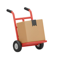 Hand truck dolly with a cardboard box