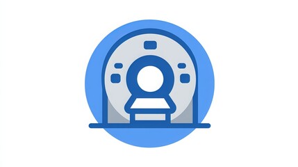 Naklejka premium This vector icon depicts an MRI scanner, symbolizing medical imaging, diagnostics, advanced technology, radiology, and hospital equipment. 