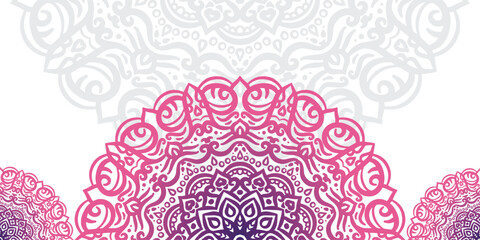 Elaborate Mandala Top and Corner Border in Pink and Purple