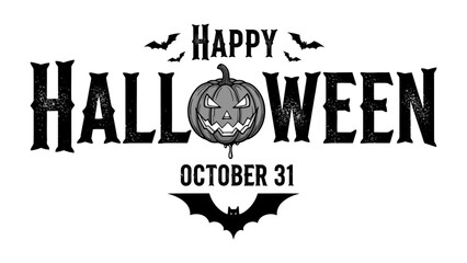 Spooky Halloween: A chilling graphic showcasing a carved pumpkin, bats, and festive typography. Designed to evoke the spirit of the holiday with a blend of fright and delight.