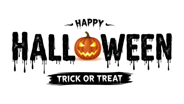 Happy Halloween Pumpkin Carving: This festive image is a joyful announcement of the Halloween season, with its ominous font and cheerful, lit-up Jack-o'-lantern.