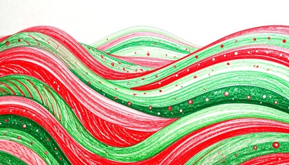 Abstract wavy pattern of red and green