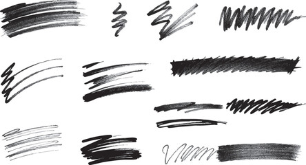 Collection of Hand-Drawn Scribbles and Brush Strokes in Various Styles