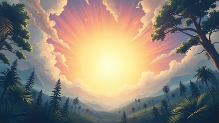 Golden Sunrise Over Lush Valley