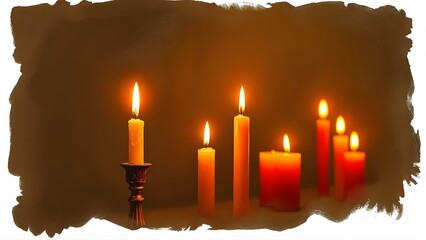 Lit Candles in Warm Glow