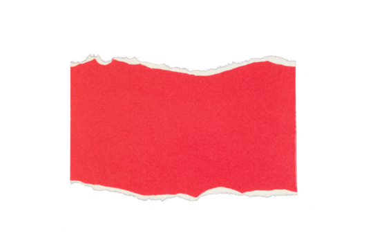 red torn paper background isolated on white or transparent png