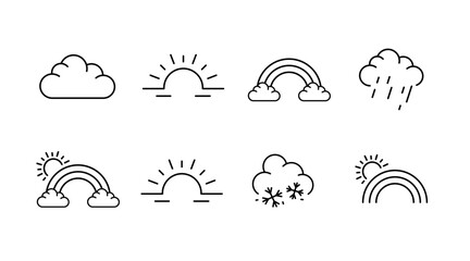 Fototapeta premium Weather outline icons set – climate, forecast, meteorology symbols
