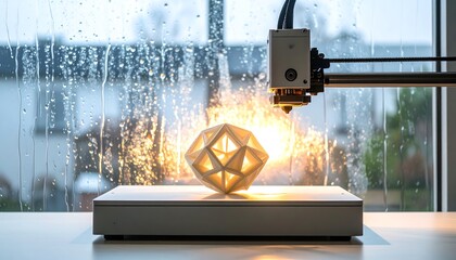3D printer creating a geometric design