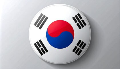 Circular South Korean flag on light gray background
