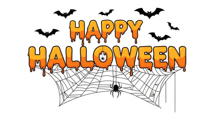 Happy Halloween Greeting Card: A festive, illustrative Halloween greeting card with an engaging and vivid font design, adorned with spooky elements and a touch of dark charm.