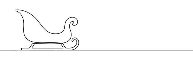 Fototapeta premium Santa's sleigh line art. Sleigh continuous one line drawing.