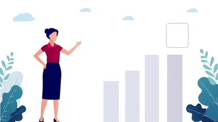 Business presentation by woman modern office digital illustration professional environment front view empowerment concept