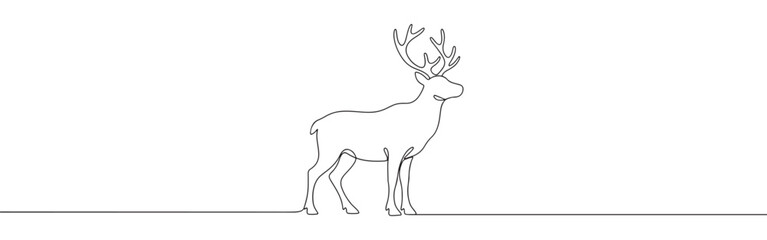 Fototapeta premium Deer line art. Reindeer continuous one line drawing.