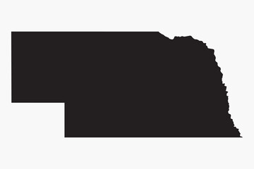 Vector graphic artwork suitable for print and web containing flat detailed map of NEBRASKA