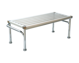 Shiny chrome plated medical step stool for patient assistance in hospitals