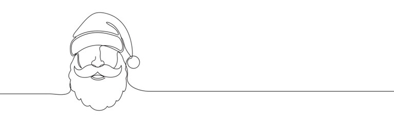 Santa Claus line art. Christmas xmas minimal simple art. Santa continuous one line drawing.