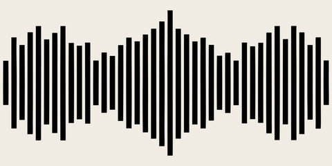 A vibrant soundwave visualization with smooth vertical bars in gradient colors, transitioning from cyan to blue to purple to pink. The waveform is symmetrical, glowing softly against a clean white bac