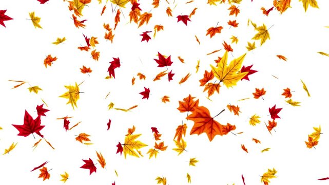 abstract autumn forest with border of maple fall leaf, colorful blurred lights in autumn nature scene, outdoors background animation