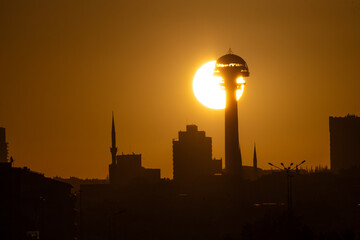 Atakule, sunset, city, sky, sunrise, silhouette, sun, skyline, architecture, urban, industry, buildings, night, building, industrial, landscape, factory, clouds, pollution, tower, dawn, cityscape, smo