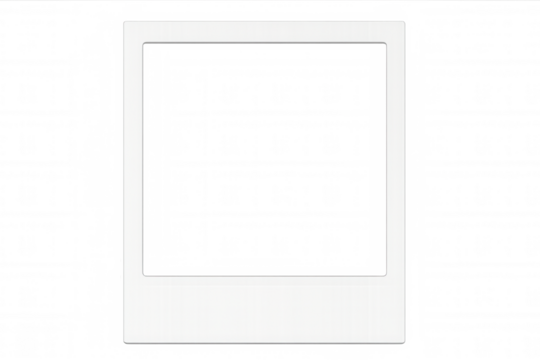 White instant photo print frame showing a transparent background and an empty space for a personal image