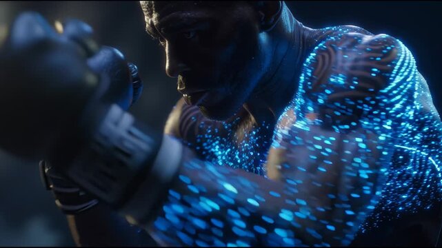Exciting Boxing Match Featuring a Fighter Showcasing Incredible Skill and Dynamic Presence Under Vivid Lighting