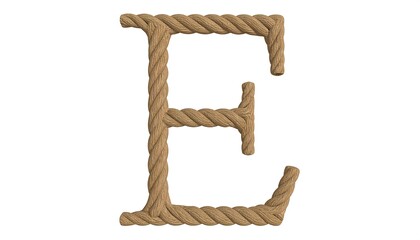 3D rendered letter E made of rope