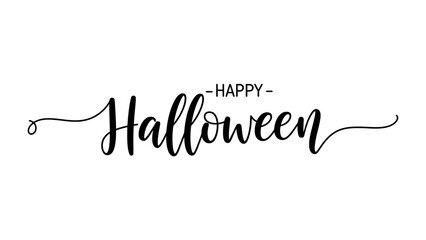 Fototapeta premium Happy Halloween Celebration: Elegant calligraphy spells out Happy Halloween, perfect for cards and festive invitations, and evokes the spirit of fun and spooky gatherings.